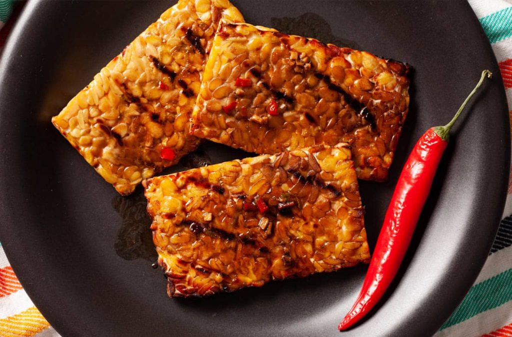 Tempeh steak with Asian sauce