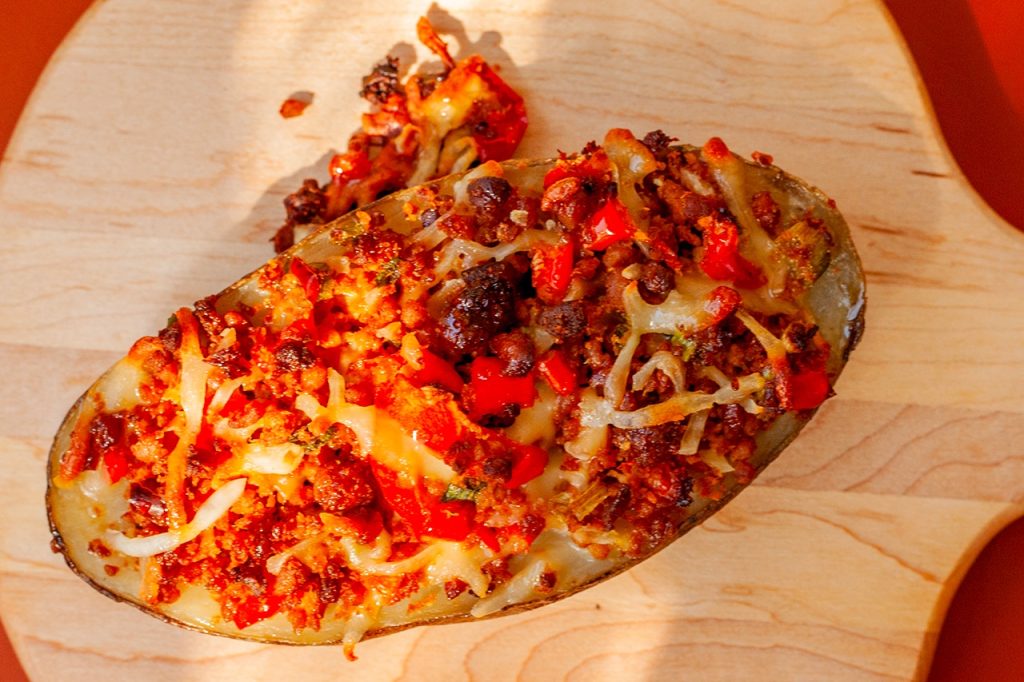 Loaded Tempeh Potato Skins